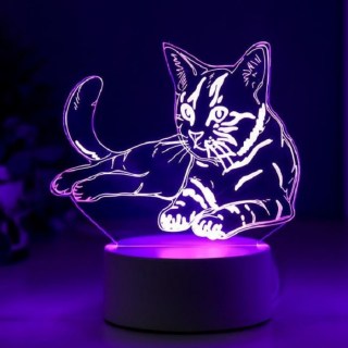 3D светильник «Котенок» LED белый, 3 режима цвета купить