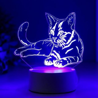 3D светильник «Котенок» LED белый, 3 режима цвета фото