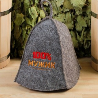 Банный набор «100% мужик» шапка, варежка фото