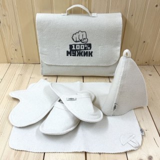 Банный набор в портфеле «100% МУЖИК» 5 в 1 светлый купить