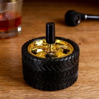 Бездымная пепельница «Автомобильное колесо» крышка золото купить