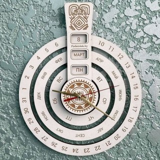 Часы настенные с вечным календарем «Кольца» белые купить