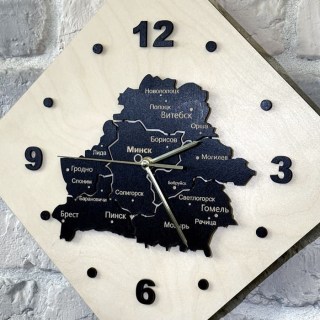 Деревянные часы «Беларусь» светлые фото