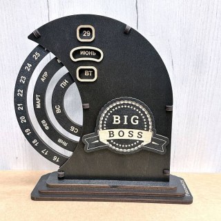 Деревянный вечный календарь «BIG BOSS» цвет: венге, вид 2 купить