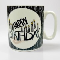 Гигантская кружка «Happy Birthday» черно-белая 900 мл Минск