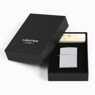 Импульсно-дуговая зажигалка USB серебро купить