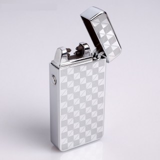 Импульсно-дуговая зажигалка USB «Зеркальный узор» цвет серебристый фото