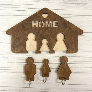 Ключница деревянная открытая «Home» 3 брелока купить