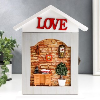  Ключница настенная деревянная «HOME is LOVE» на 6 крючков купить
