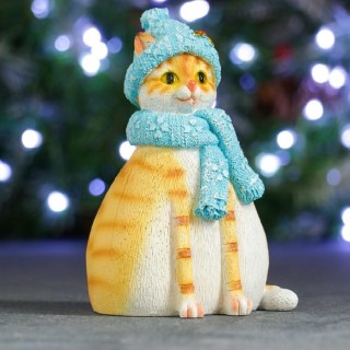 Копилка для монет «Рыжий котик в шапке с шарфиком» 10 х 15см купить