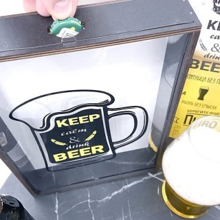Копилка для пивных крышек «Keep calm drink beer» фото