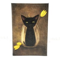 Обложка на паспорт «Черная кошка» кожаная Минск +375447651009