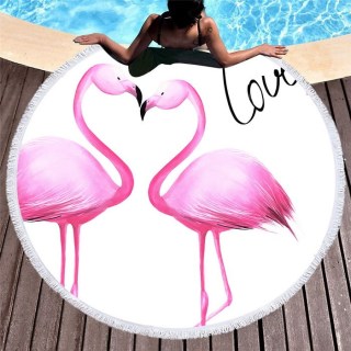 Круглый пляжный коврик «Flamingo Love» купить