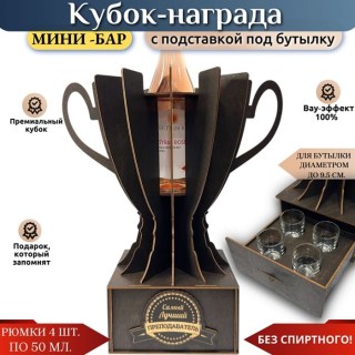 Кубок мини‑бар «Лучший преподаватель» с рюмками и подставкой под бутылку купить