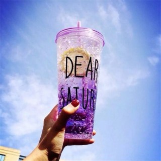 Ледяной стакан «Dear saturday» с трубочкой фиолетовый купить