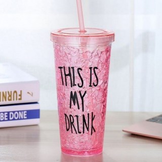 Ледяной стакан «This is my drink» с трубочкой красный купить