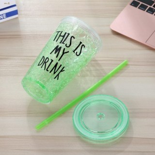 Ледяной стакан «This is my drink» с трубочкой зеленый фото