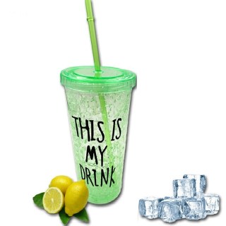 Ледяной стакан «This is my drink» с трубочкой зеленый купить