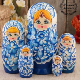Матрешка «Анечка» роспись гжель 5 кукол купить