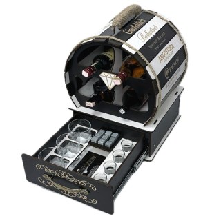 Мини бар бочка Whisky «DIAMOND» с набором аксессуаров для виски, черно-белая купить