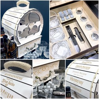 Мини-бар бочка Whisky «PREMIUM» с набором аксессуаров белая купить
