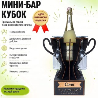 Мини‑бар‑кубок «Соня, Ты — лучшая!» с бокалами — именной подарок купить