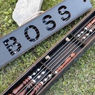 Набор для шашлыка в чемодане «BOSS» 6 предметов фото