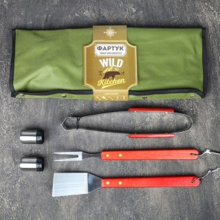 Набор-фартук для шашлыка и барбекю «Wild Kitchen» зеленый фото