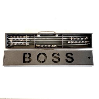 Набор кованых шампуров в кейсе «BOSS» + нож купить