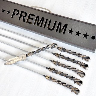 Набор кованых шампуров в кейсе «PREMIUM» + нож купить