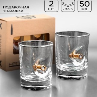 Набор рюмок с пулей в крафтовой коробке «Непробиваемые»  2 шт купить