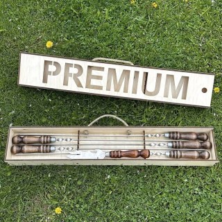 Набор шампуров 5 штук в кейсе «PREMIUM» +нож-вилка 6 в 1 купить