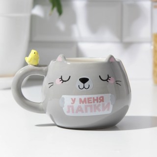 Оригинальная кружка «Котик с птичкой» 400 мл. купить