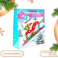 Пакет новогодний ламинированный новогодний змея «Горка» 26 x 32 x 12 см Минск
