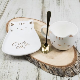 Подарочный чайный набор Котик «Cute cat» на 1 персону цвет:белый купить