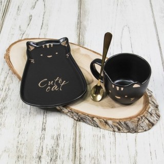 Подарочный чайный набор Котик «Cute cat» на 1 персону цвет:черный купить