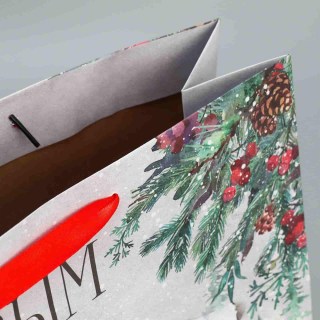Подарочный горизонтальный крафтовый пакет «Новогодний грузовик» 40×31×11,5 см фото