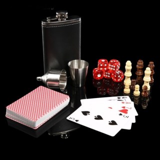 Подарочный игровой набор с фляжкой «Black Vegas» в шкатулке фото