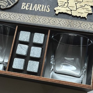 Подарочный набор: бокалы и камни для виски «Беларусь» фото