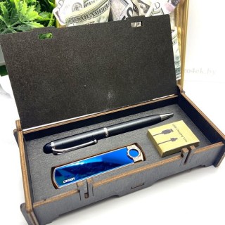 Подарочный набор «Первому во всем» USB зажигалка+ ручка фото