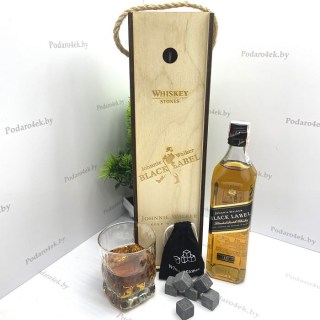 Подарочный набор для виски «Black Label» со стаканом и камнями купить