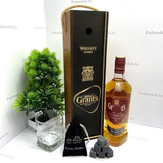 Подарочный набор для виски «Grants» со стаканом и камнями купить