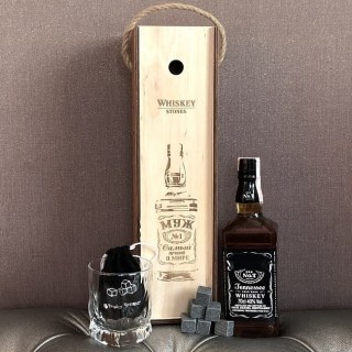 Подарочный набор для виски «МУЖ №1» со стаканом и камнями купить