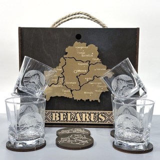 Подарочный набор мини-бар Whiskey «БЕЛАРУСЬ» 6 предметов, вид 2 фото