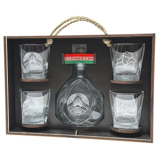 Подарочный мини-бар Whiskey «БЕЛАРУСЬ» бокалы + штоф фото