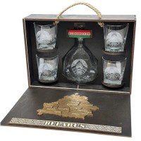 Подарочный набор мини-бар Whiskey «БЕЛАРУСЬ» бокалы + штоф, вид 2 Минск +375447651009