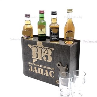 Подарочный набор «НЗ» с набором рюмок фото
