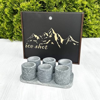 Подарочный набор рюмки из камня стеатита «ICE SHOT» 6 штук+ подставка фото
