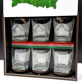 Подарочный набор Whiskey «БЕЛАРУСЬ» 6 бокалов и бирдекелей фото