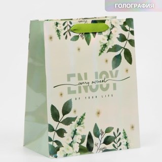 Подарочный пакет голография «Enjoy every moment» 18 × 23 × 10 см купить
